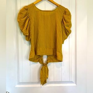 Milk & Honey puffy sleeves crop top with button back size Large